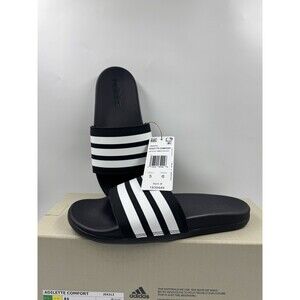 Adidas Adilette Comfort Slides Lightweight Unisex Sandals Black/White M5/W6